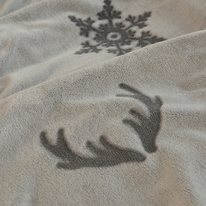 91家纺网 家纺一手货源 找家纺 早晨家纺 2025新款北影款-印花单层毛毯 北影雪花-灰