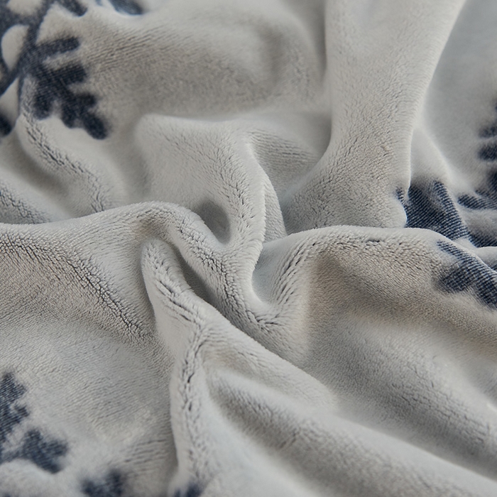 91家纺网 家纺一手货源 找家纺 早晨家纺 2025新款北影款-印花单层毛毯 北影雪花-蓝