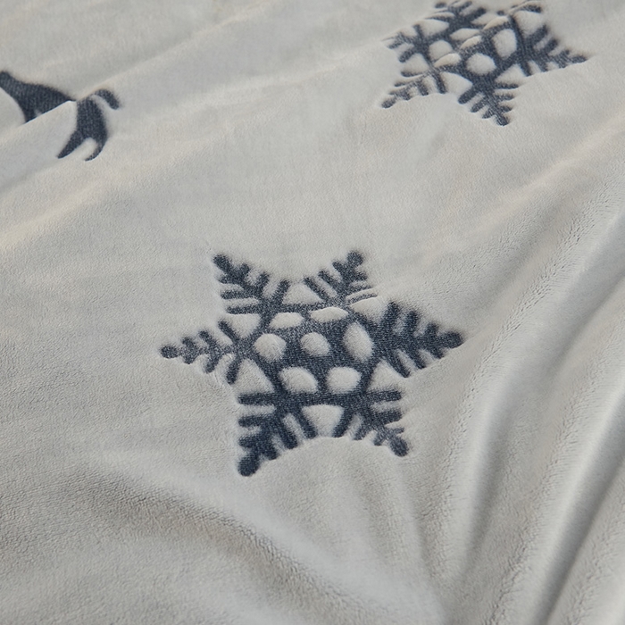 91家纺网 家纺一手货源 找家纺 早晨家纺 2025新款北影款-印花单层毛毯 北影雪花-蓝