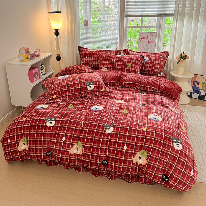 91家纺网 家纺一手货源 找家纺 （总）仟网汇 2025新款牛奶绒豆豆绒床盖四件套