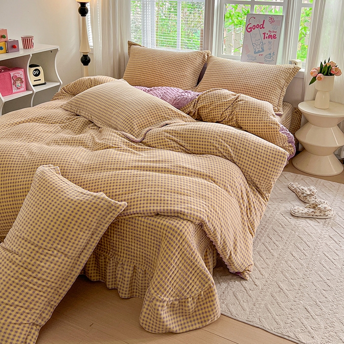 91家纺网 家纺一手货源 找家纺 （总）仟网汇 2025新款牛奶绒豆豆绒床盖四件套