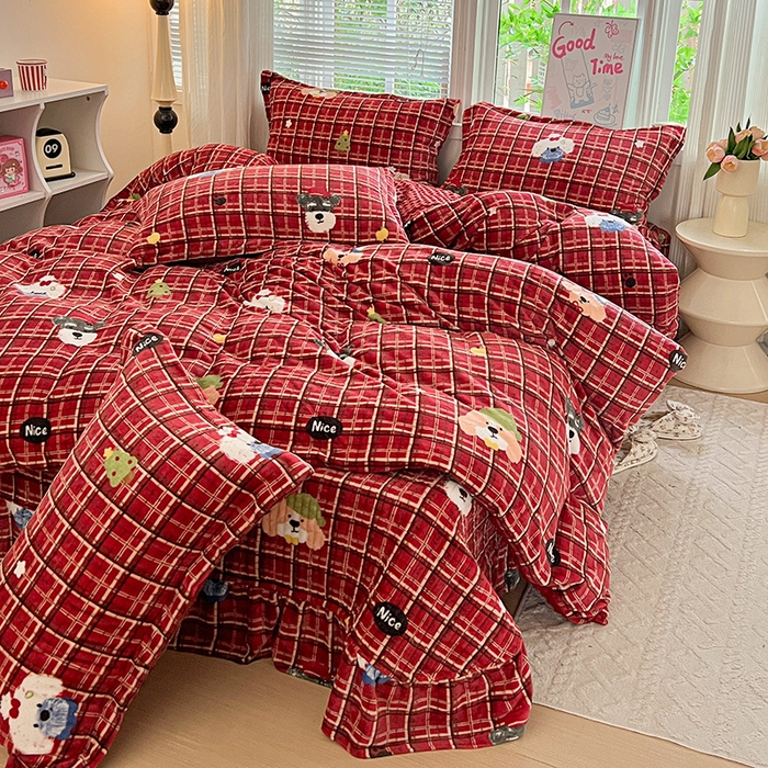 91家纺网 家纺一手货源 找家纺 （总）仟网汇 2025新款牛奶绒豆豆绒床盖四件套