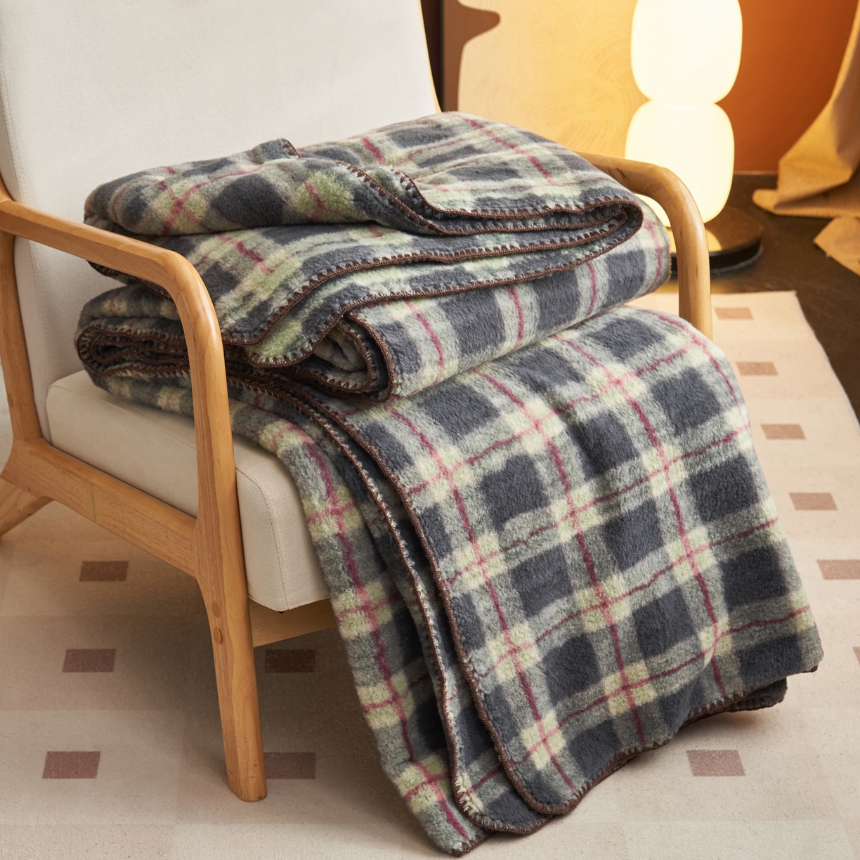 91家纺网 家纺一手货源 找家纺 早晨家纺 2025新款230g双层羊绒牛奶绒毛毯 双层毛毯-雾里青格