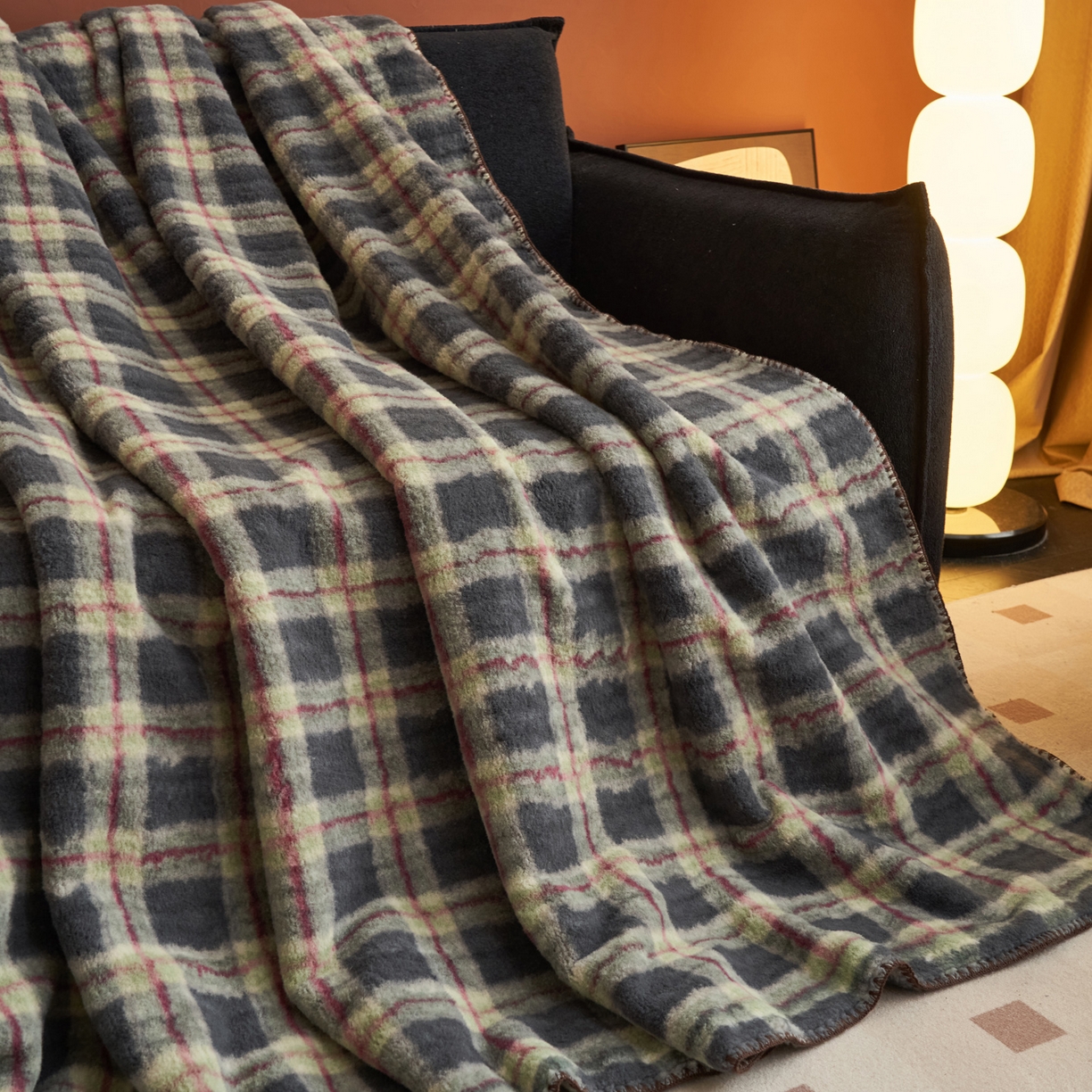 91家纺网 家纺一手货源 找家纺 早晨家纺 2025新款230g双层羊绒牛奶绒毛毯 双层毛毯-雾里青格