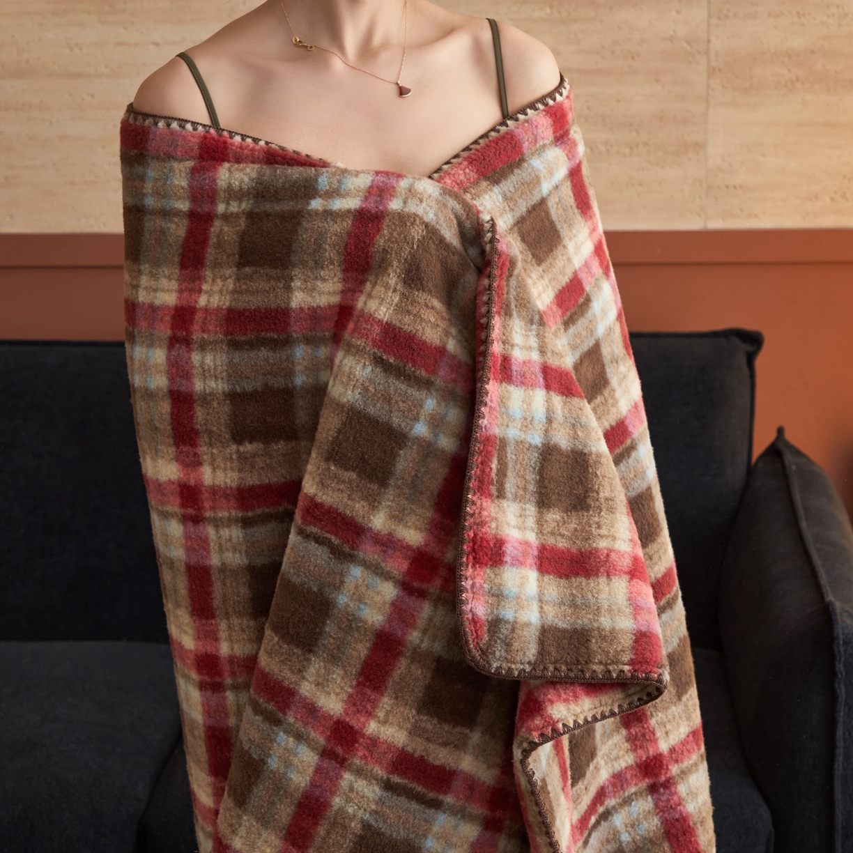 91家纺网 家纺一手货源 找家纺 早晨家纺 2025新款230g双层羊绒牛奶绒毛毯 双层毛毯-苏格兰格