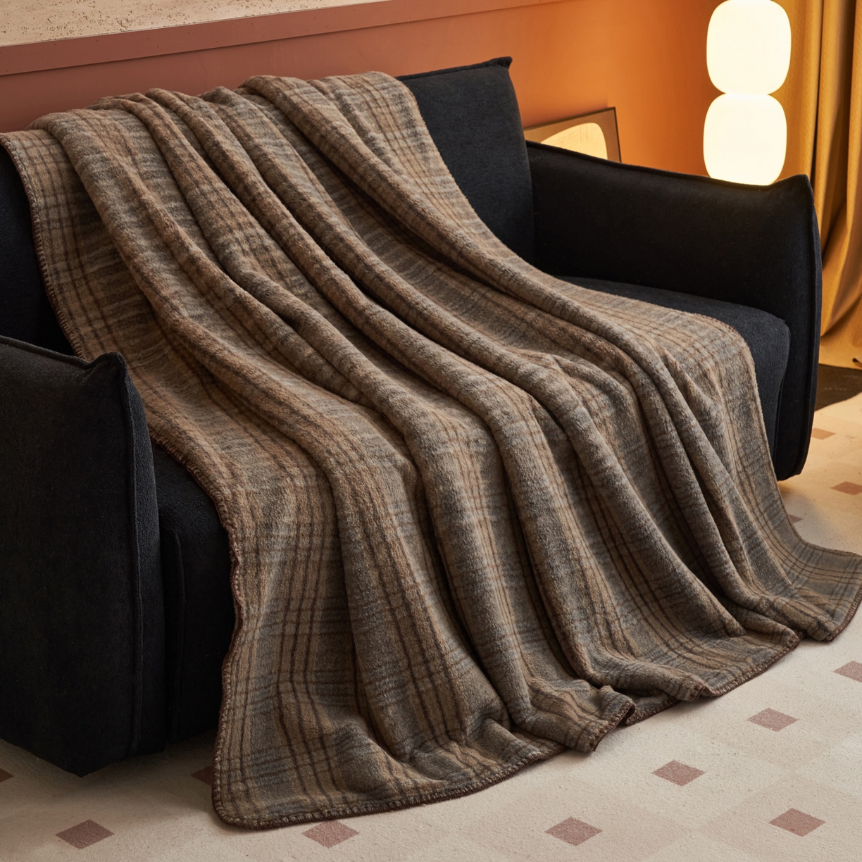 91家纺网 家纺一手货源 找家纺 早晨家纺 2025新款230g双层羊绒牛奶绒毛毯 双层毛毯-牧羊格