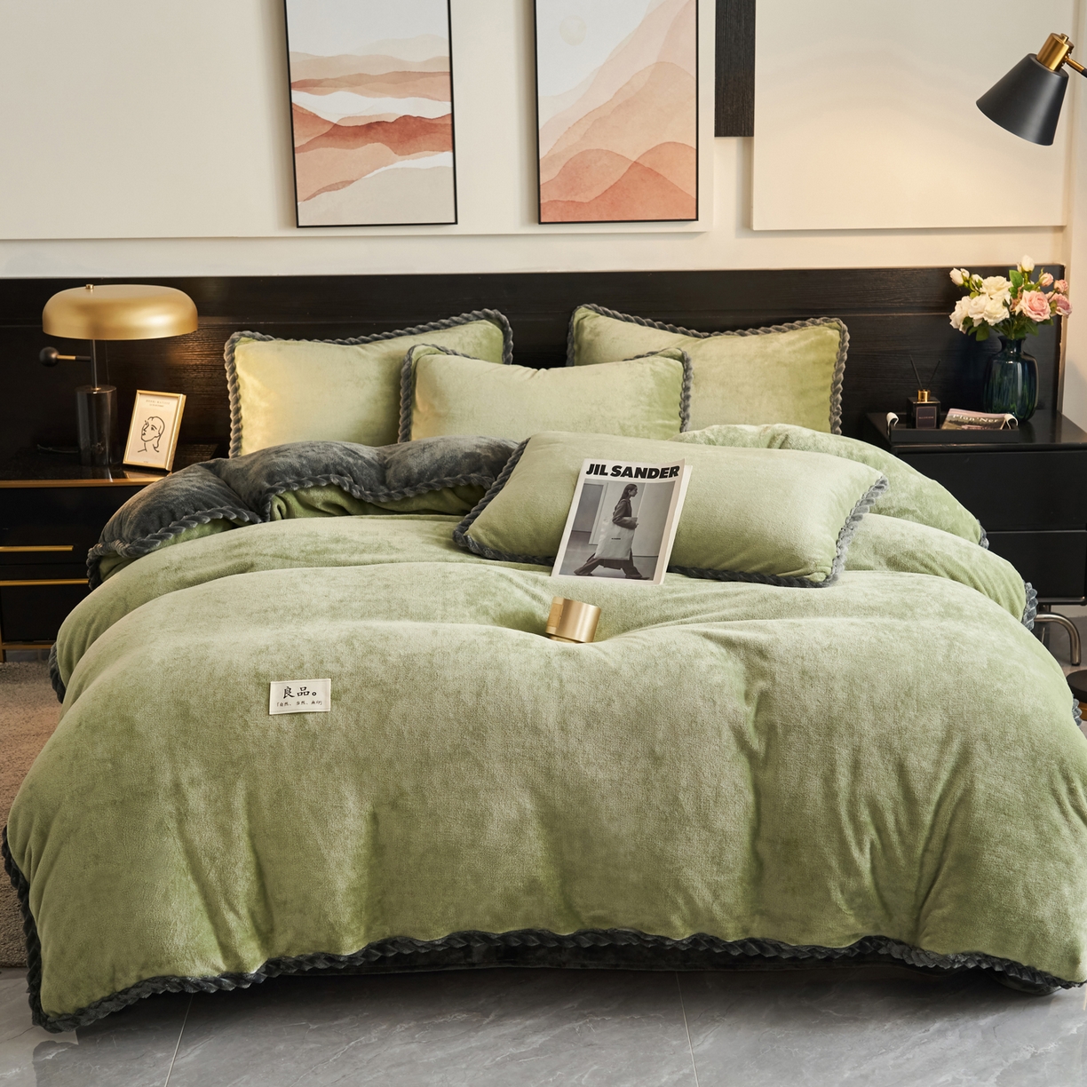 91家纺网 家纺一手货源 找家纺 （总）早晨家纺 2025新款黑金牛奶绒纯色-单被套系列风格1