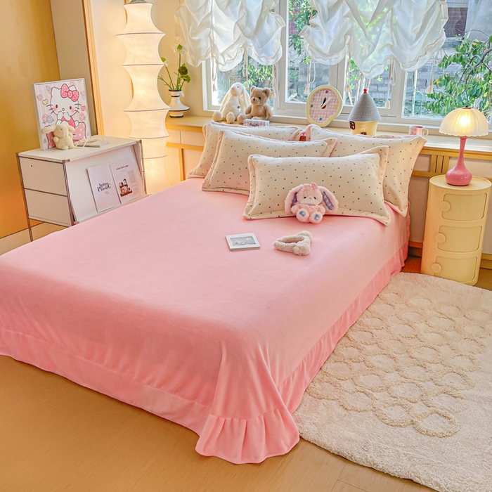 91家纺网 家纺一手货源 找家纺 仟网汇 2025新款双面牛奶绒四件套 彩波点