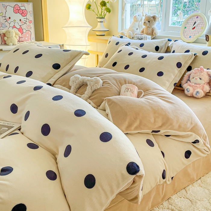 仟网汇 2025新款双面牛奶绒四件套 黑糖珍珠