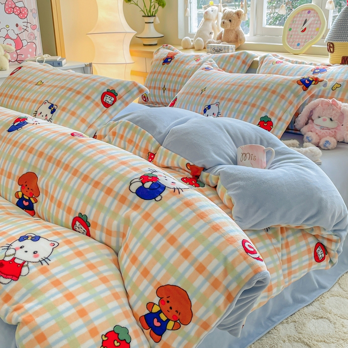 91家纺网 家纺一手货源 找家纺 （总）仟网汇 2025新款双面牛奶绒四件套