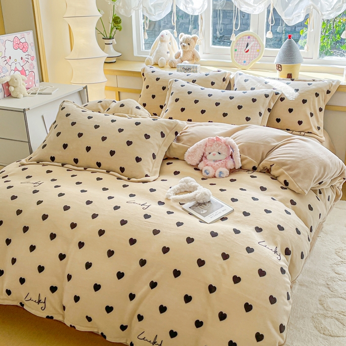 91家纺网 家纺一手货源 找家纺 仟网汇 2025新款双面牛奶绒四件套 卡布奇诺