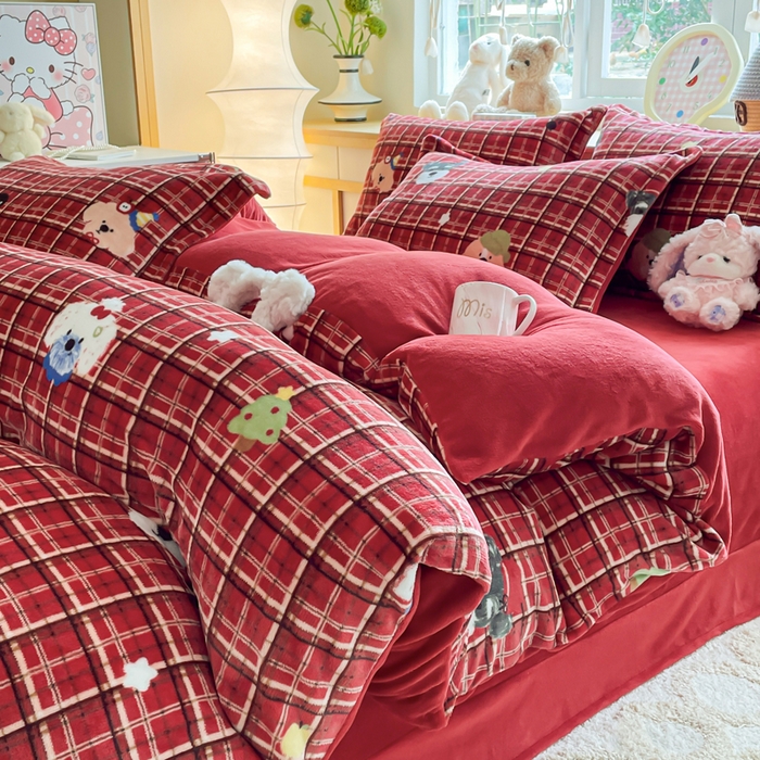 91家纺网 家纺一手货源 找家纺 （总）仟网汇 2025新款双面牛奶绒四件套