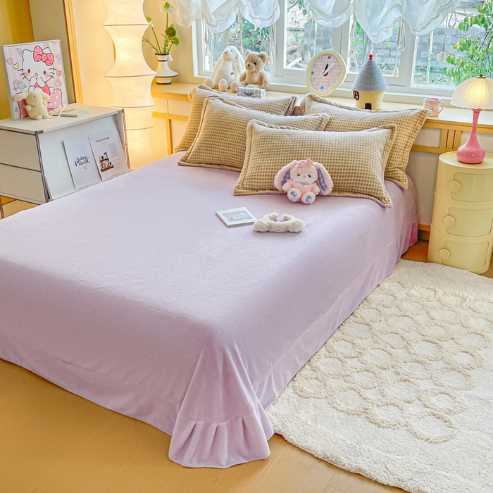 91家纺网 家纺一手货源 找家纺 仟网汇 2025新款双面牛奶绒四件套 复古格