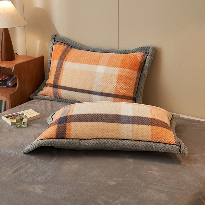 91家纺网 家纺一手货源 找家纺 早晨家纺 2025新款豆豆款菠萝格-单被套 豆豆绒-大格橙