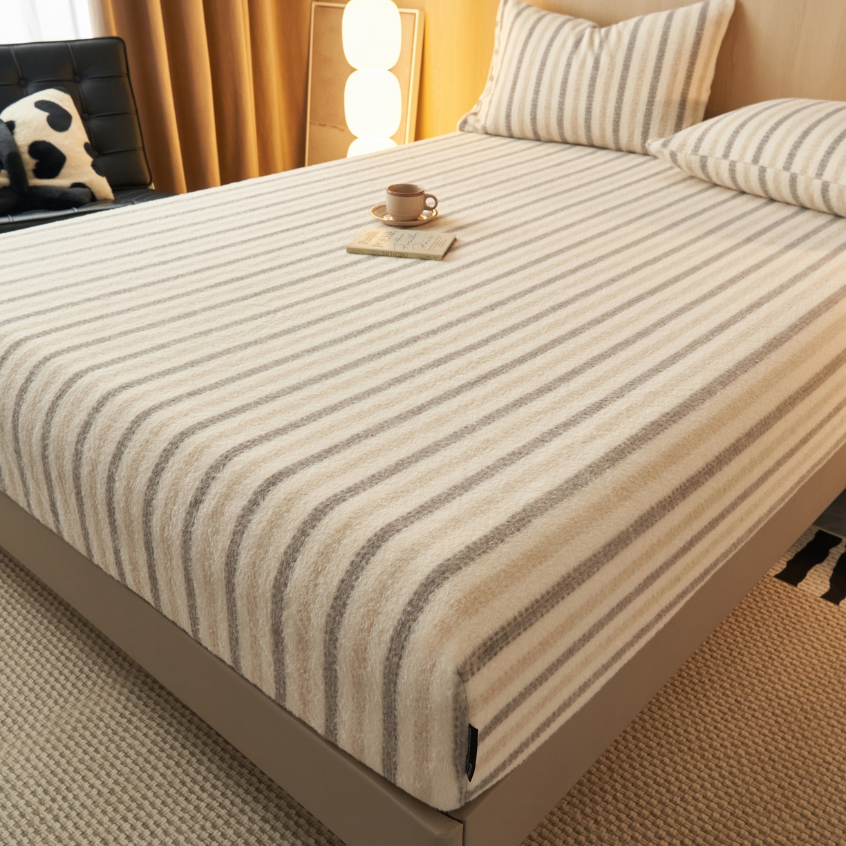 （总）早晨家纺 2025新款未末款仿羊绒牛奶绒床笠