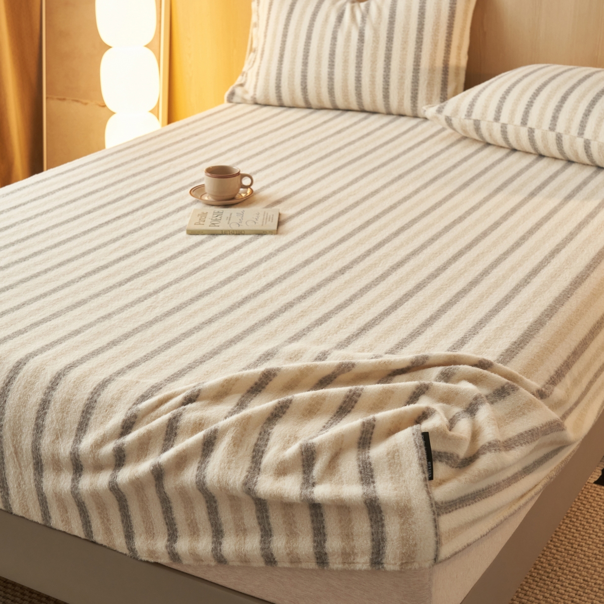 91家纺网 家纺一手货源 找家纺 早晨家纺 2025新款未末款仿羊绒牛奶绒床笠 未末-浅棕