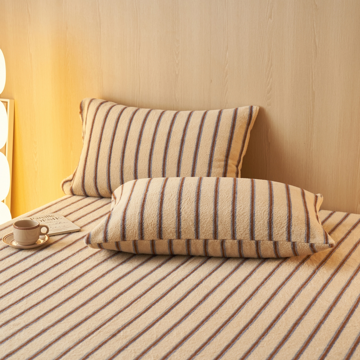 91家纺网 家纺一手货源 找家纺 早晨家纺 2025新款未末款仿羊绒牛奶绒床笠 未末-暖棕