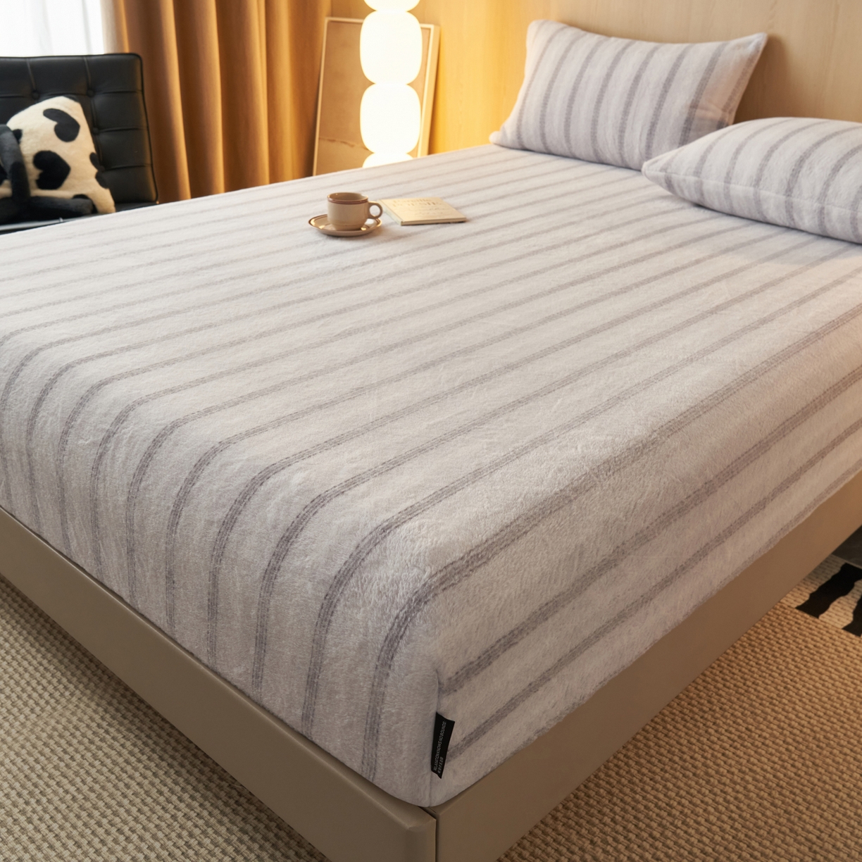 早晨家纺 2025新款未末款仿羊绒牛奶绒床笠 未末-浅灰