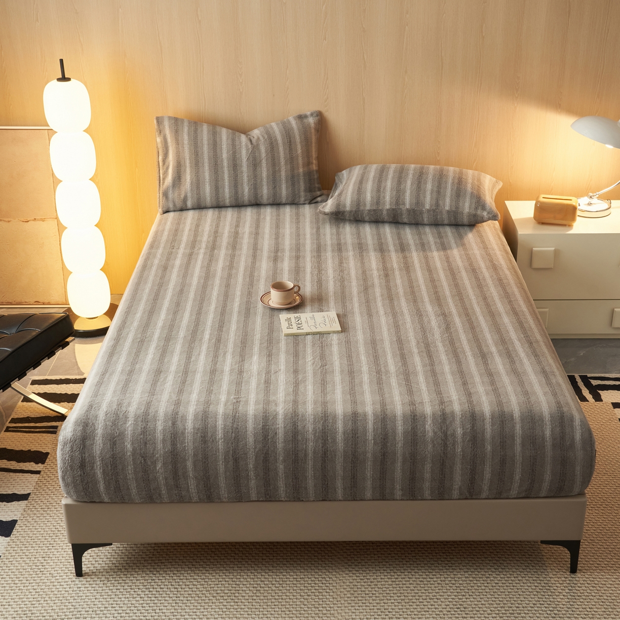 91家纺网 家纺一手货源 找家纺 早晨家纺 2025新款未末款仿羊绒牛奶绒床笠 未末-深灰