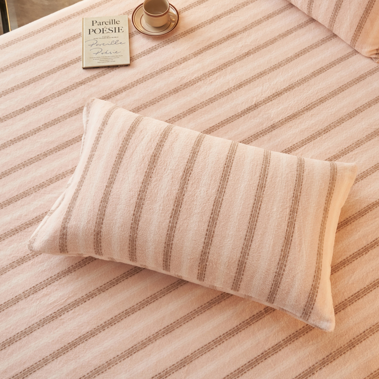 91家纺网 家纺一手货源 找家纺 早晨家纺 2025新款未末款仿羊绒牛奶绒床笠 未末-柔粉