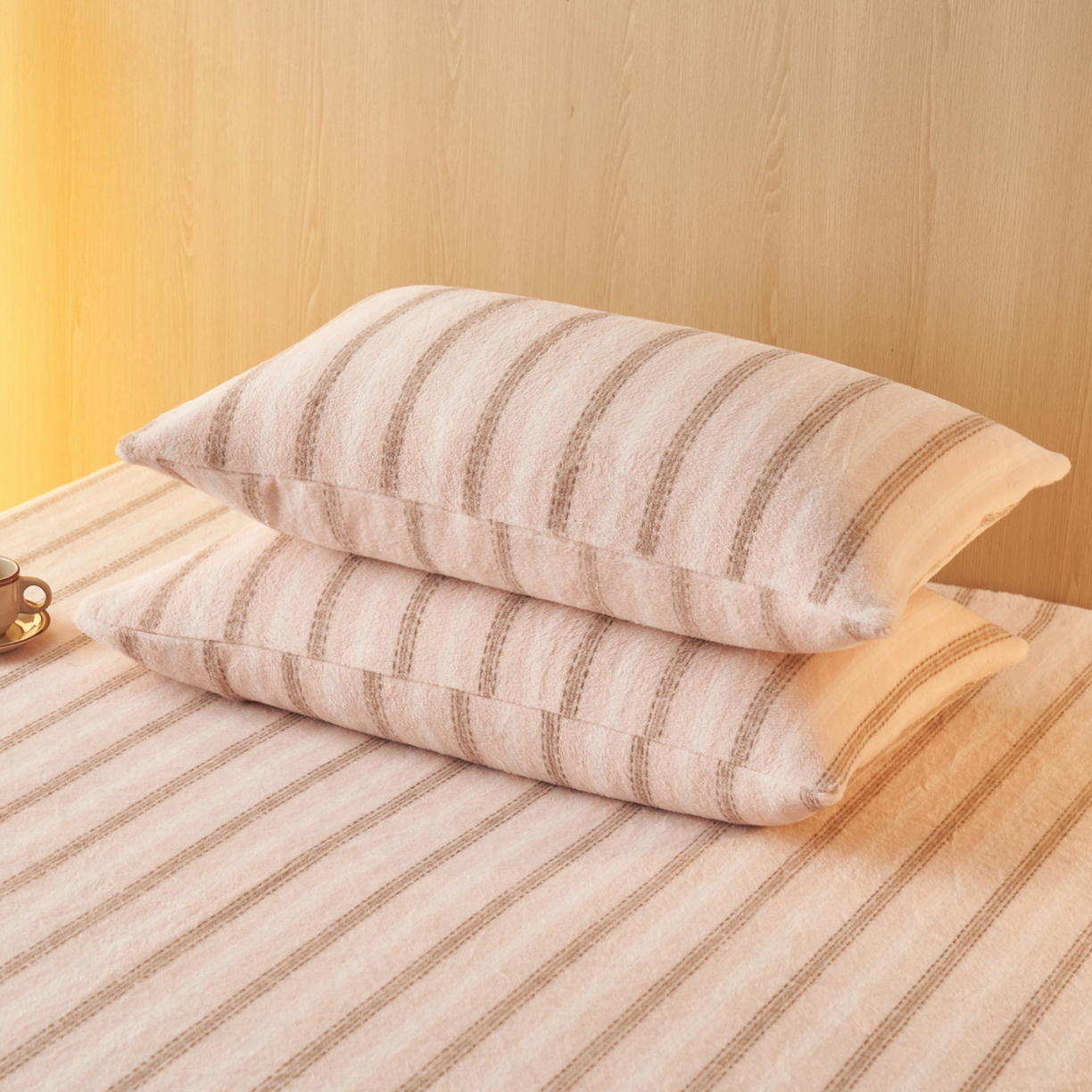 91家纺网 家纺一手货源 找家纺 早晨家纺 2025新款未末款仿羊绒牛奶绒床笠 未末-柔粉