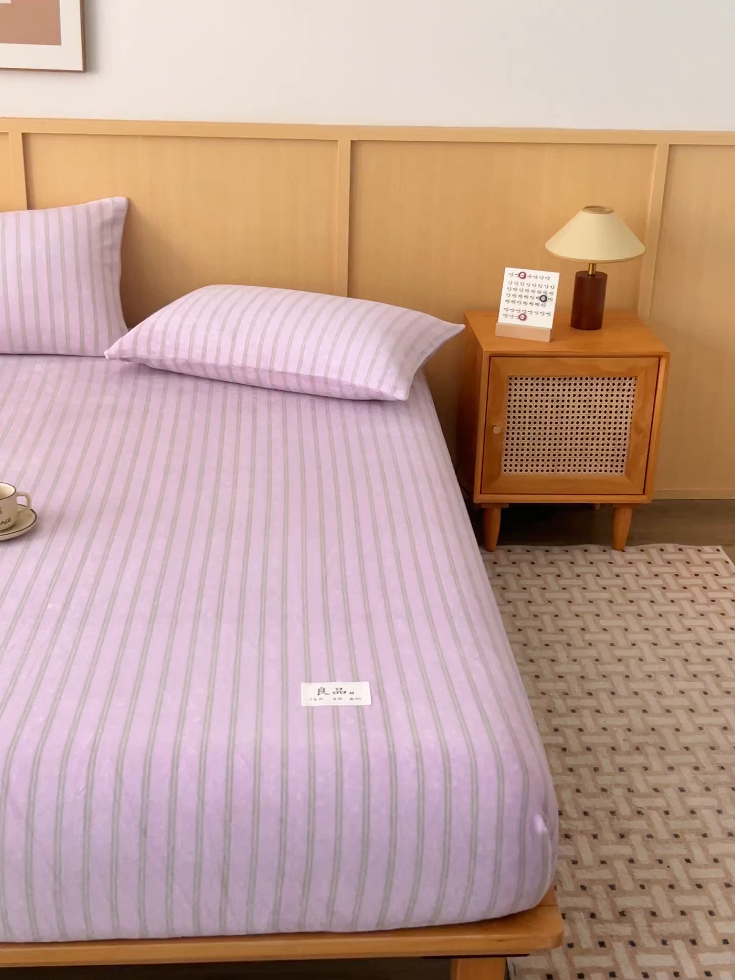 91家纺网 家纺一手货源 找家纺 早晨家纺 2025新款野牧款高克重牛奶绒印花单床笠 野牧-竖条紫粉