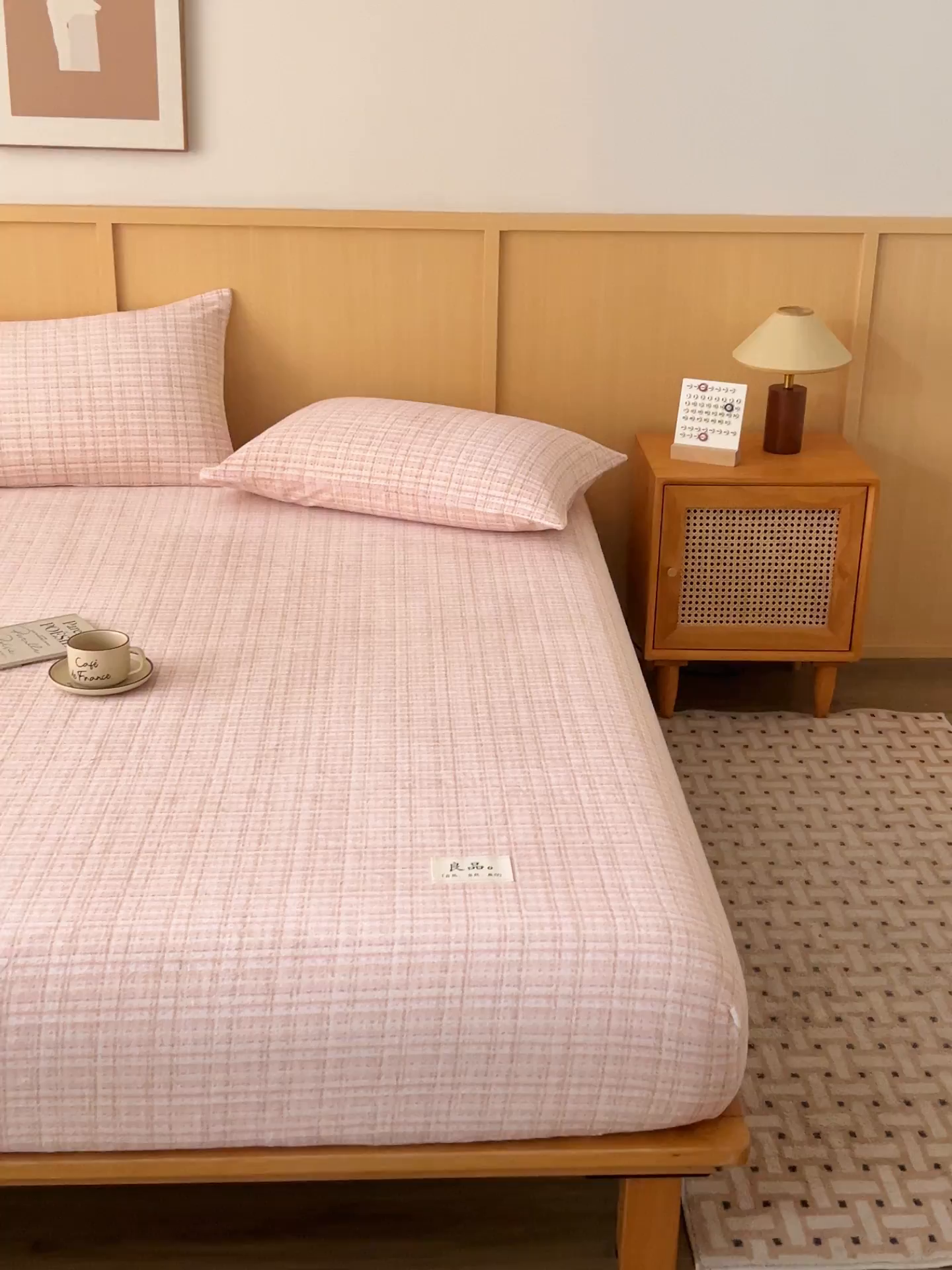 91家纺网 家纺一手货源 找家纺 早晨家纺 2025新款野牧款高克重牛奶绒印花单床笠 野牧-香风粉