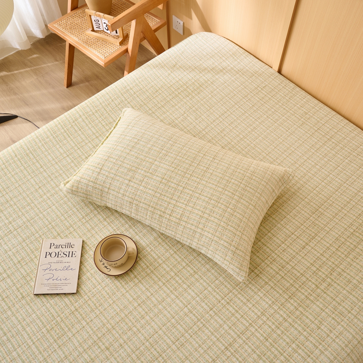 91家纺网 家纺一手货源 找家纺 早晨家纺 2025新款野牧款高克重牛奶绒印花单床笠 野牧-香风黄