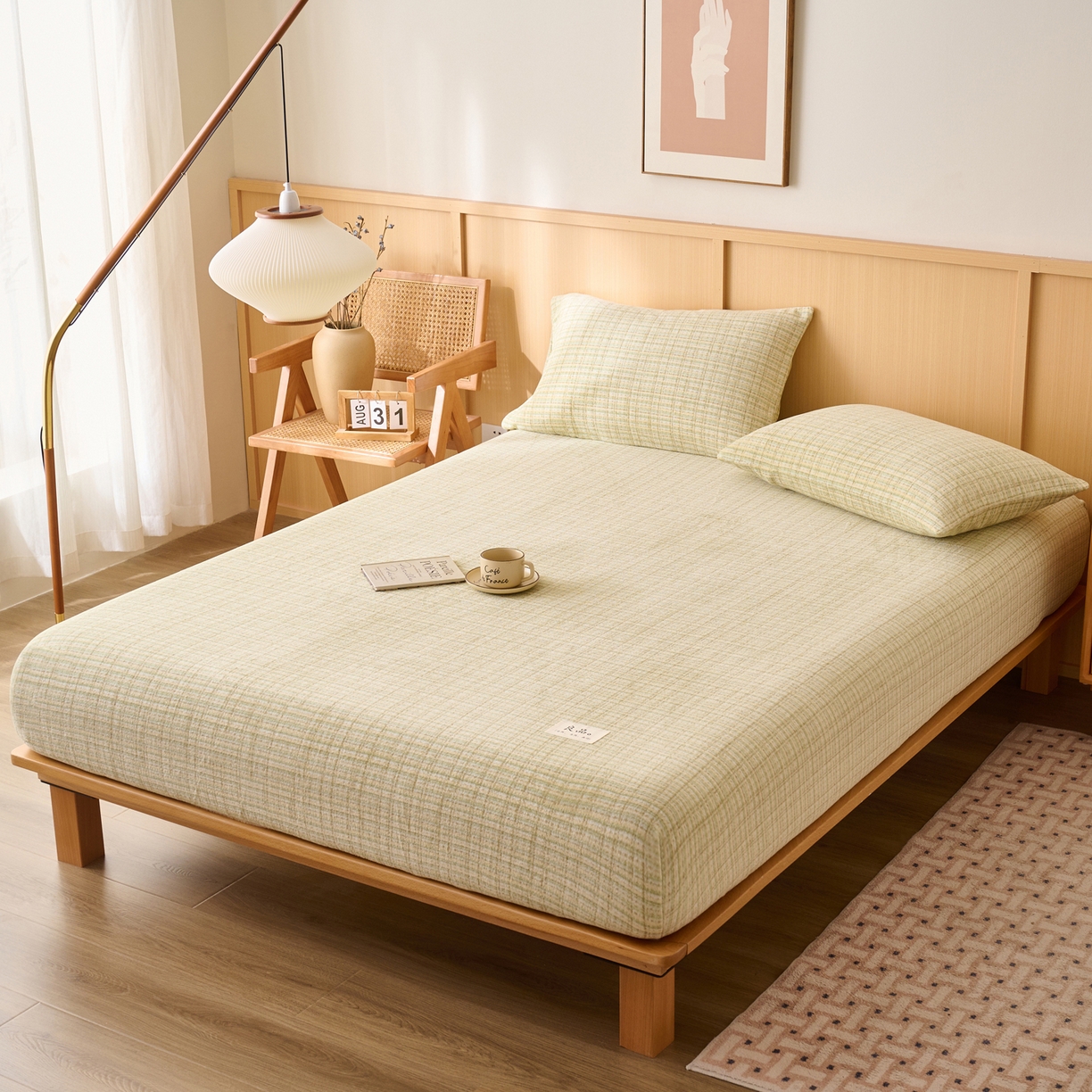 91家纺网 家纺一手货源 找家纺 早晨家纺 2025新款野牧款高克重牛奶绒印花单床笠 野牧-香风黄