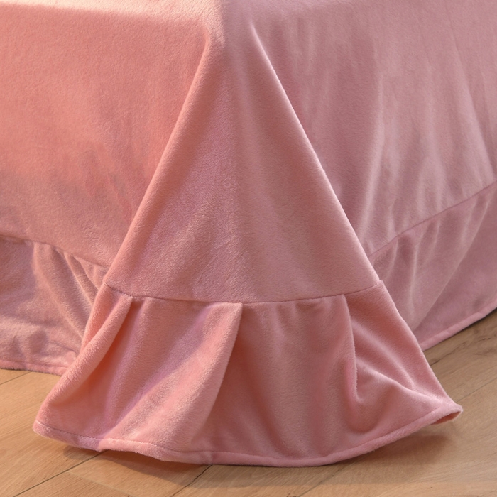 91家纺网 家纺一手货源 找家纺 仟网汇 2025新款热款剪花绒毛毛球绒水晶绒四件套 粉色