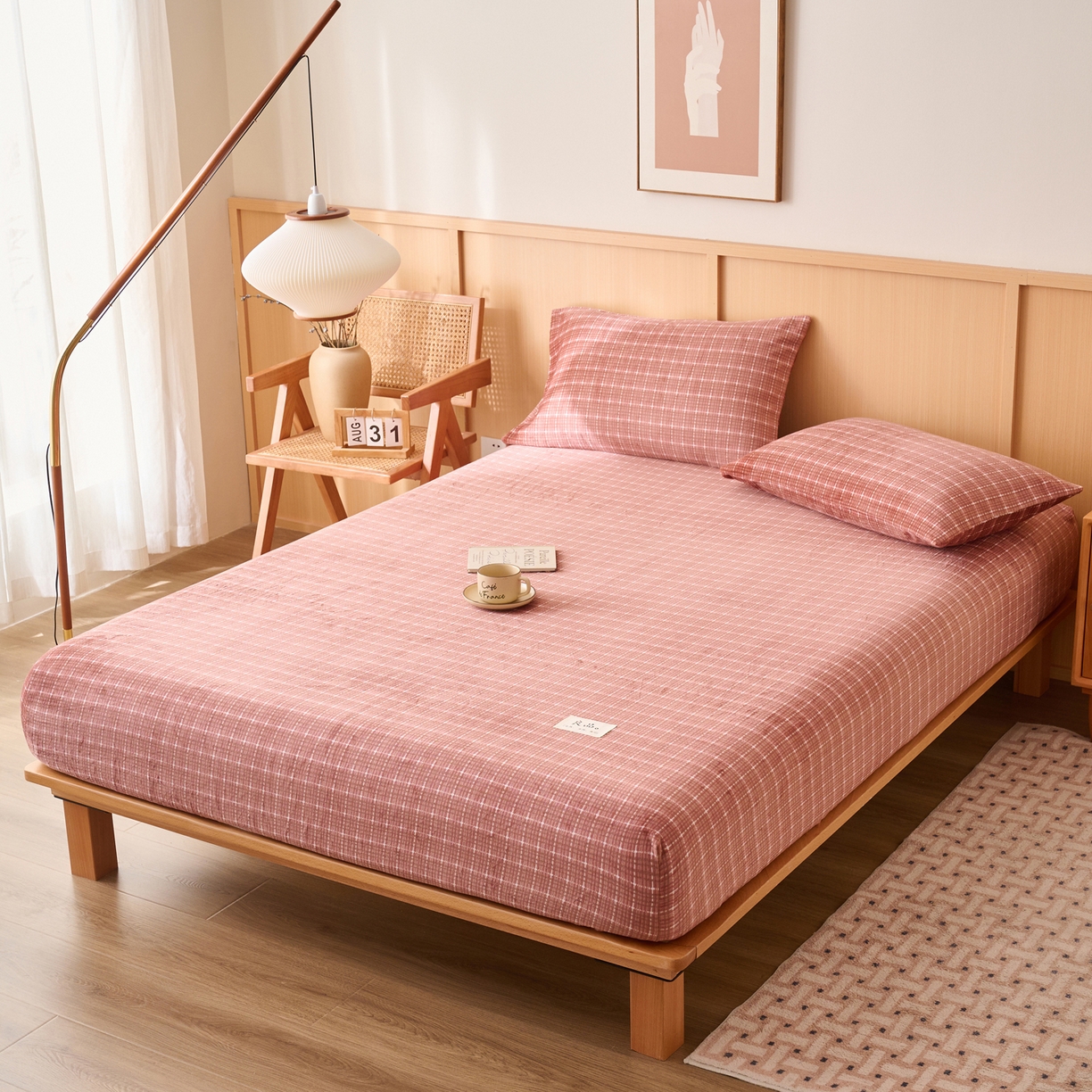 91家纺网 家纺一手货源 找家纺 早晨家纺 2025新款野牧款高克重牛奶绒印花单床笠 野牧-香风焦糖