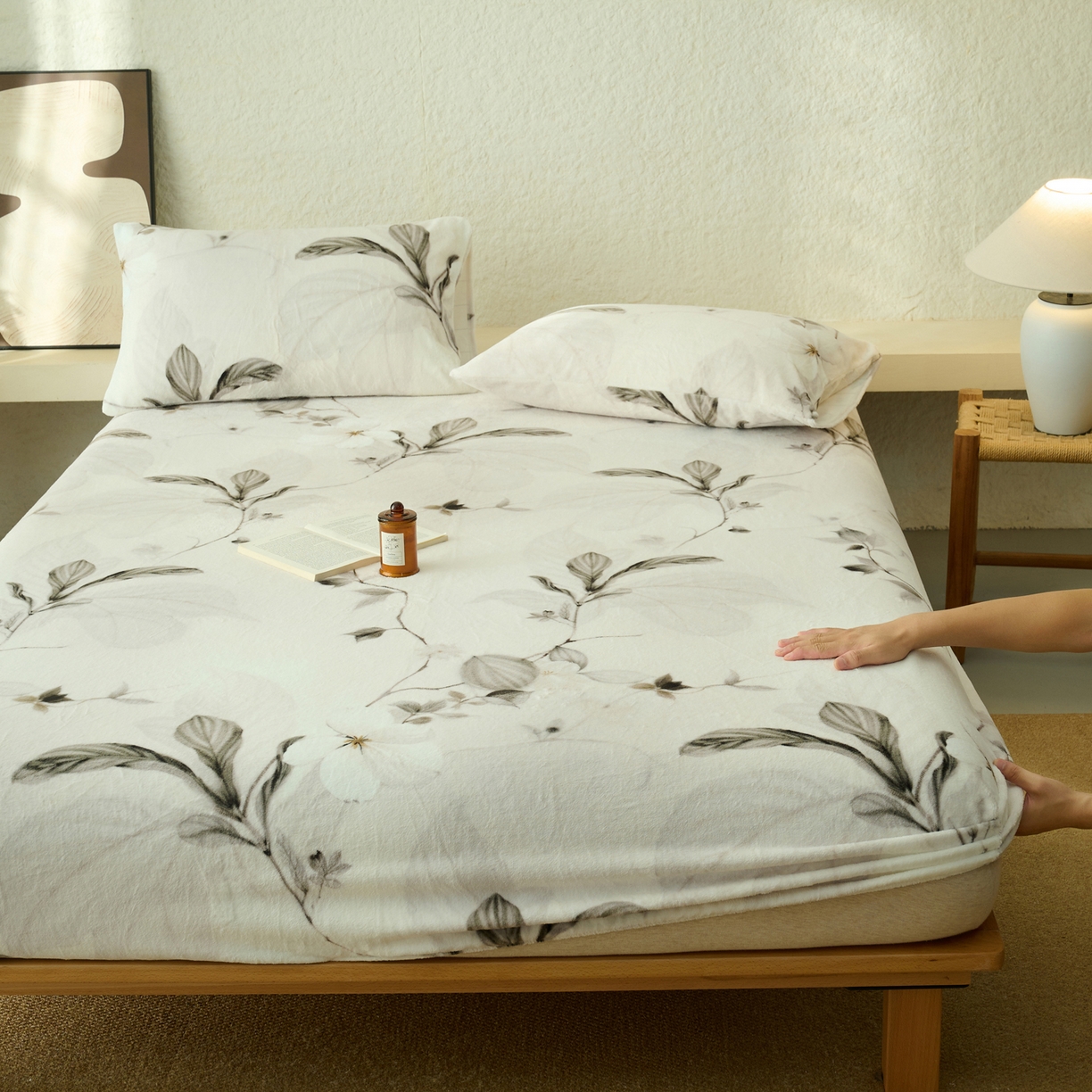 91家纺网 家纺一手货源 找家纺 早晨家纺 2025新款数码印花高克重牛奶单床笠 素枝