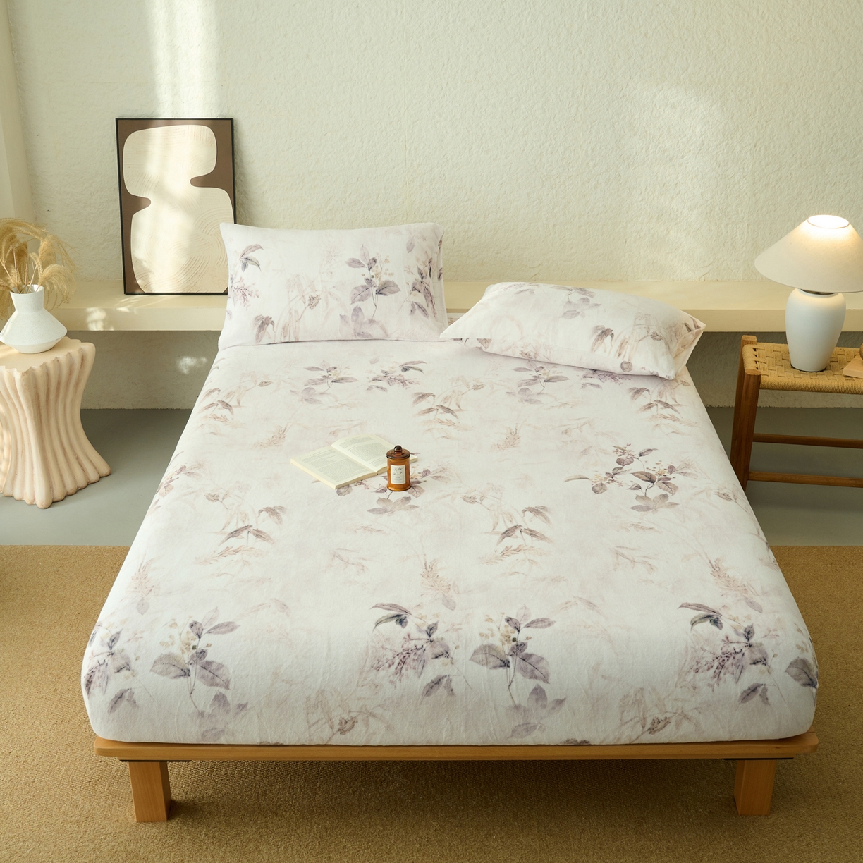 91家纺网 家纺一手货源 找家纺 早晨家纺 2025新款数码印花高克重牛奶单床笠 疏影