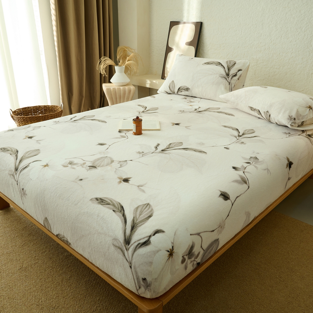 91家纺网 家纺一手货源 找家纺 早晨家纺 2025新款数码印花高克重牛奶单床笠 素枝