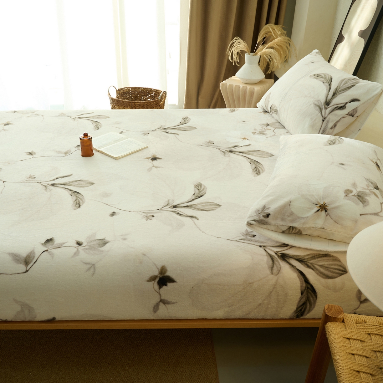 91家纺网 家纺一手货源 找家纺 早晨家纺 2025新款数码印花高克重牛奶单床笠 素枝