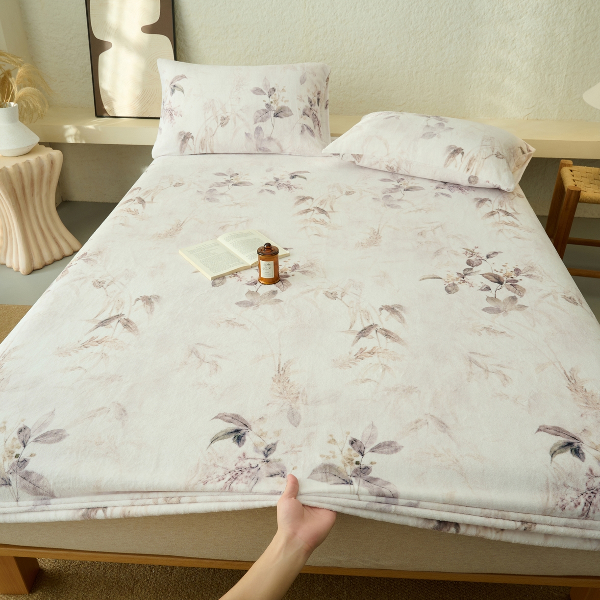 91家纺网 家纺一手货源 找家纺 早晨家纺 2025新款数码印花高克重牛奶单床笠 疏影