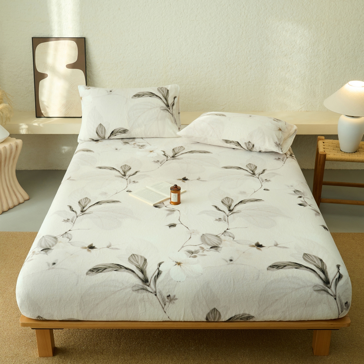 91家纺网 家纺一手货源 找家纺 早晨家纺 2025新款数码印花高克重牛奶单床笠 素枝