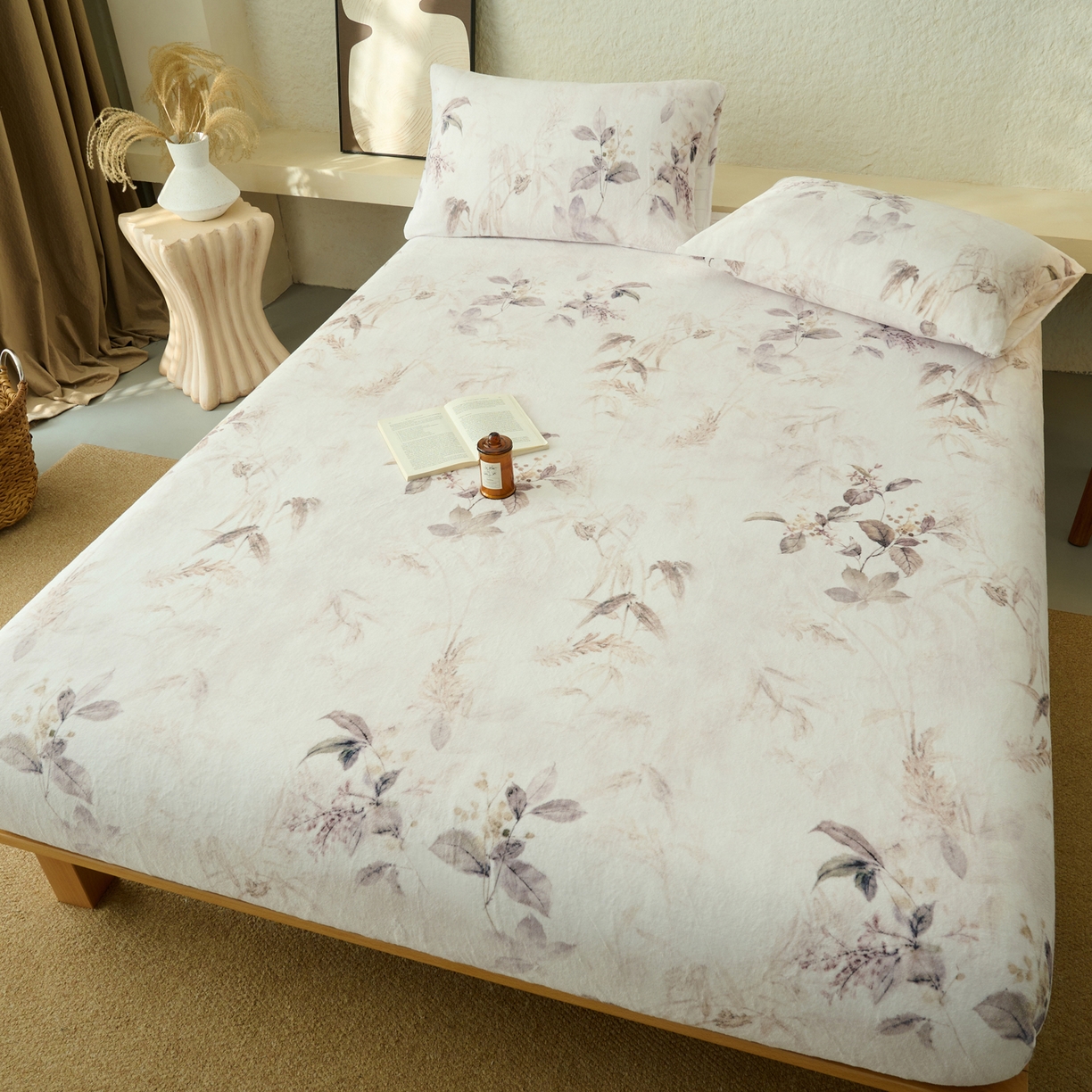 91家纺网 家纺一手货源 找家纺 早晨家纺 2025新款数码印花高克重牛奶单床笠 疏影