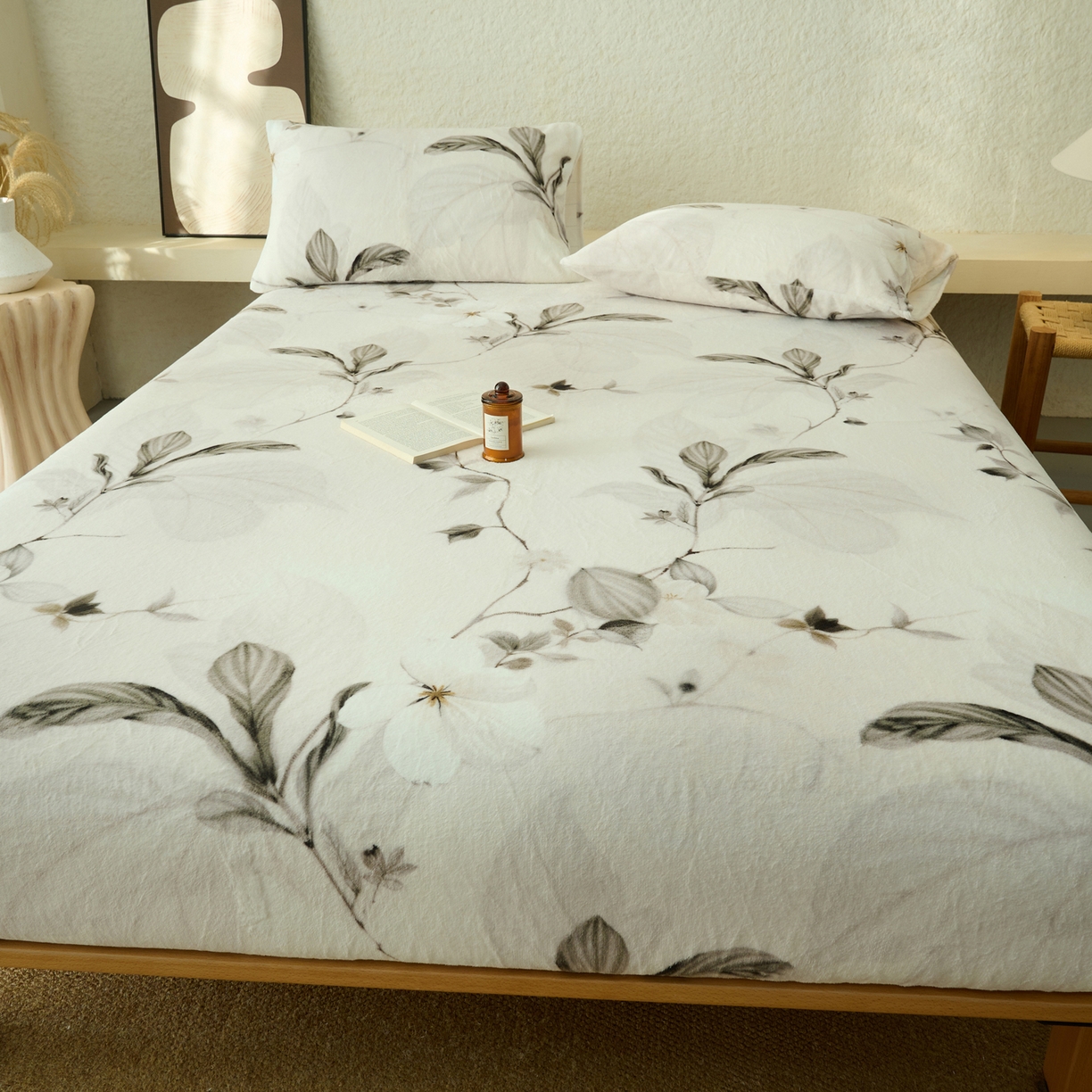 91家纺网 家纺一手货源 找家纺 早晨家纺 2025新款数码印花高克重牛奶单床笠 素枝