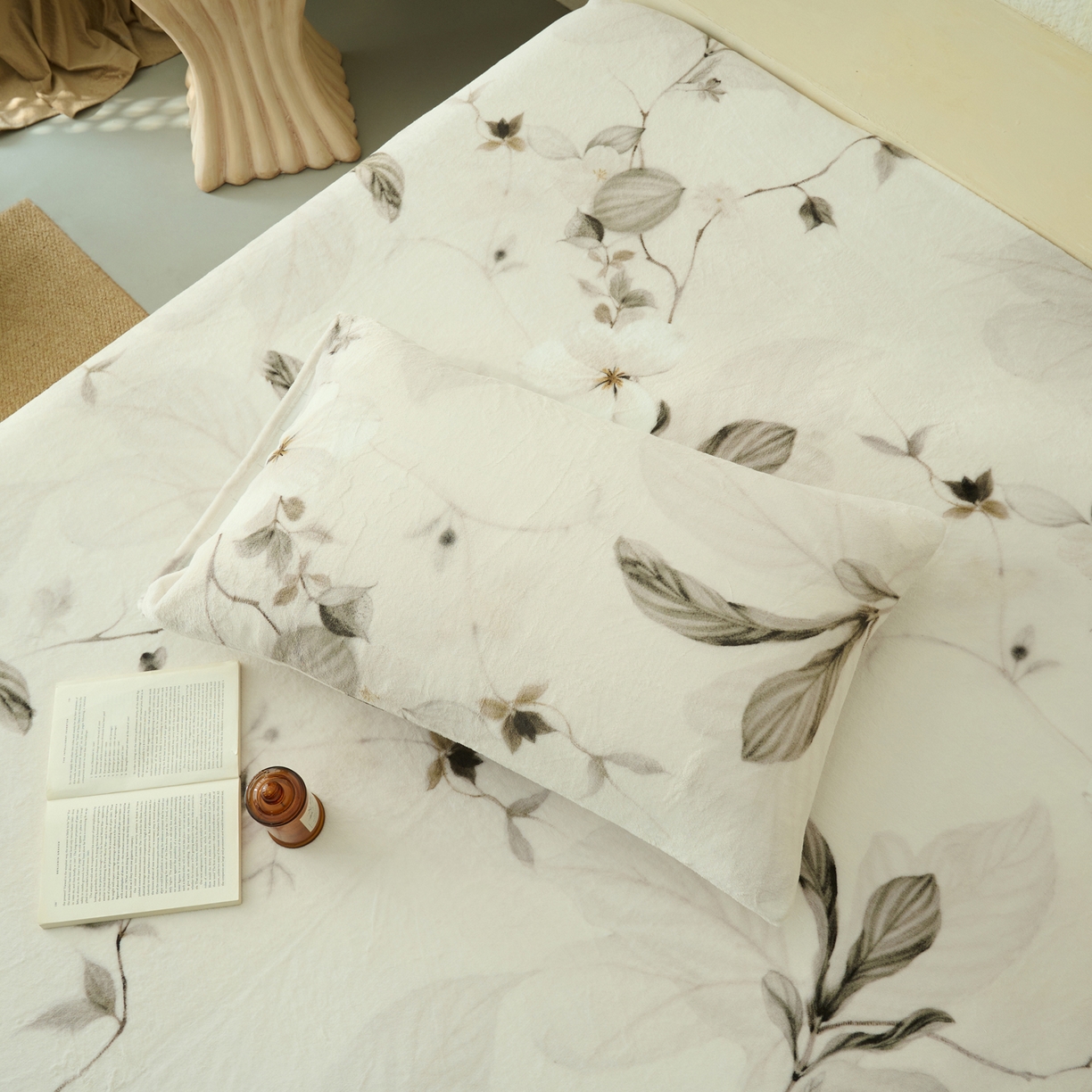 91家纺网 家纺一手货源 找家纺 早晨家纺 2025新款数码印花高克重牛奶单床笠 素枝