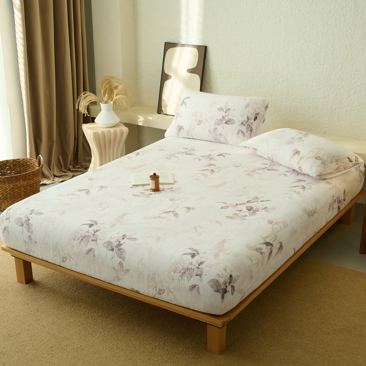 91家纺网 家纺一手货源 找家纺 早晨家纺 2025新款数码印花高克重牛奶单床笠 疏影