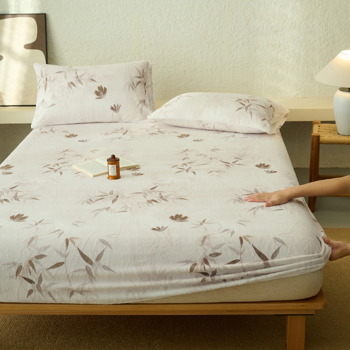 91家纺网 家纺一手货源 找家纺 早晨家纺 2025新款数码印花高克重牛奶单床笠 竹影