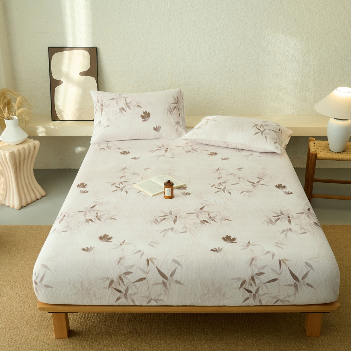 91家纺网 家纺一手货源 找家纺 早晨家纺 2025新款数码印花高克重牛奶单床笠 竹影