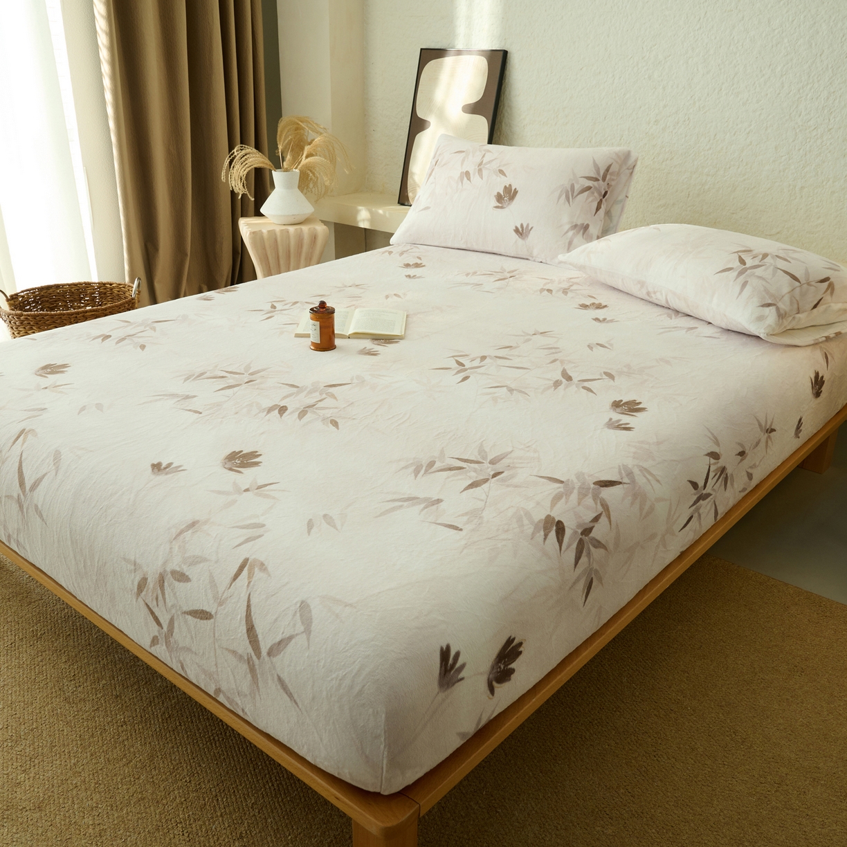 91家纺网 家纺一手货源 找家纺 早晨家纺 2025新款数码印花高克重牛奶单床笠 竹影