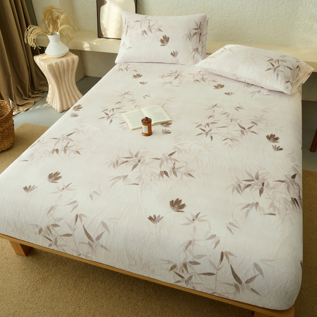 91家纺网 家纺一手货源 找家纺 早晨家纺 2025新款数码印花高克重牛奶单床笠 竹影