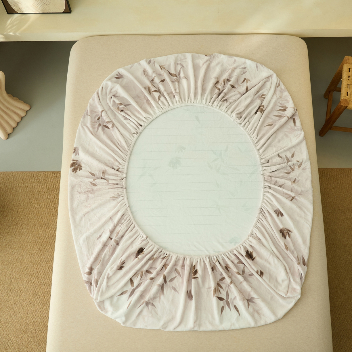 91家纺网 家纺一手货源 找家纺 早晨家纺 2025新款数码印花高克重牛奶单床笠 竹影