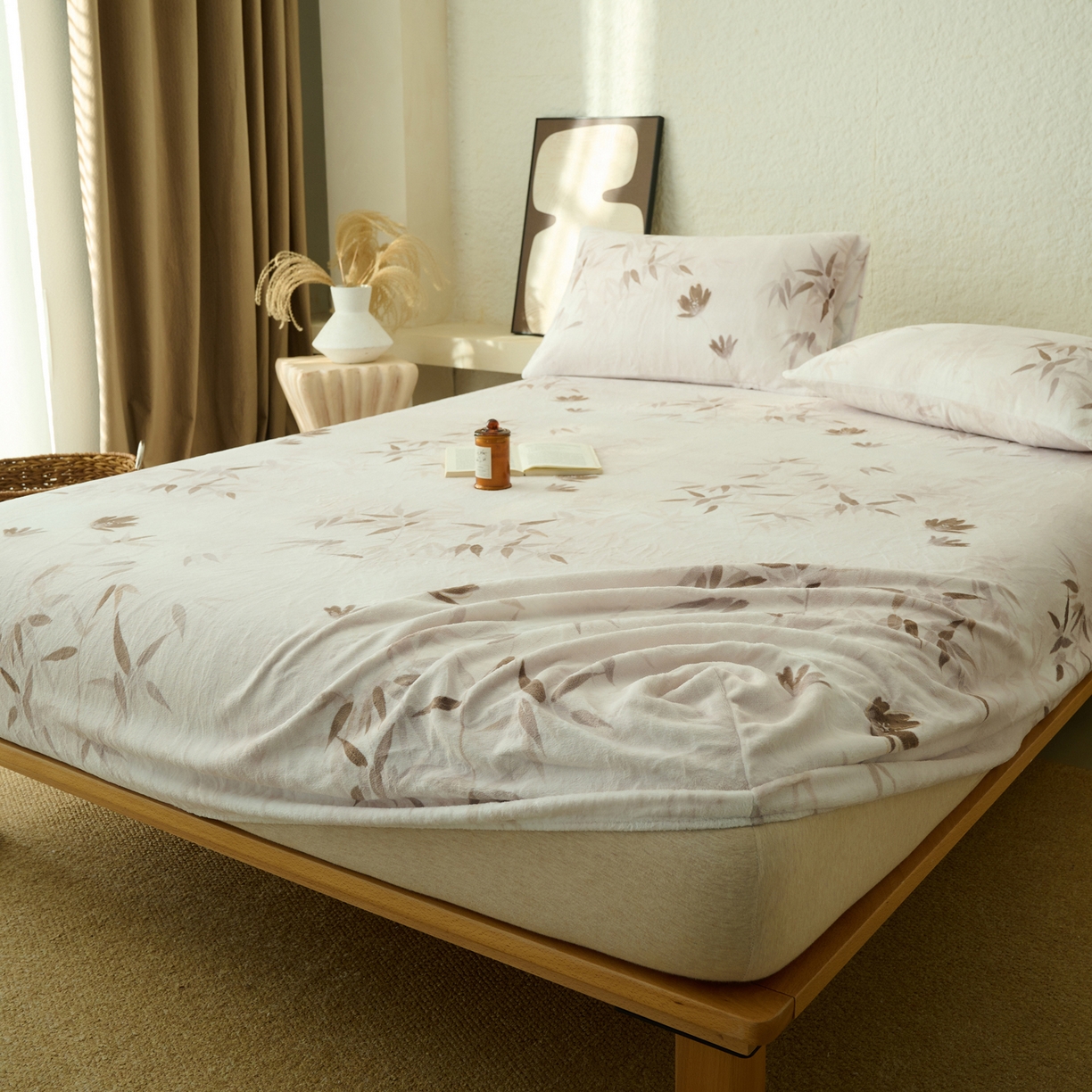 91家纺网 家纺一手货源 找家纺 早晨家纺 2025新款数码印花高克重牛奶单床笠 竹影