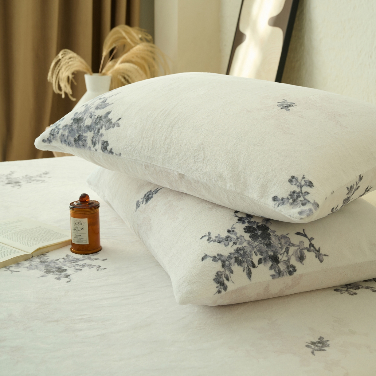 91家纺网 家纺一手货源 找家纺 早晨家纺 2025新款数码印花高克重牛奶单床笠 幽花