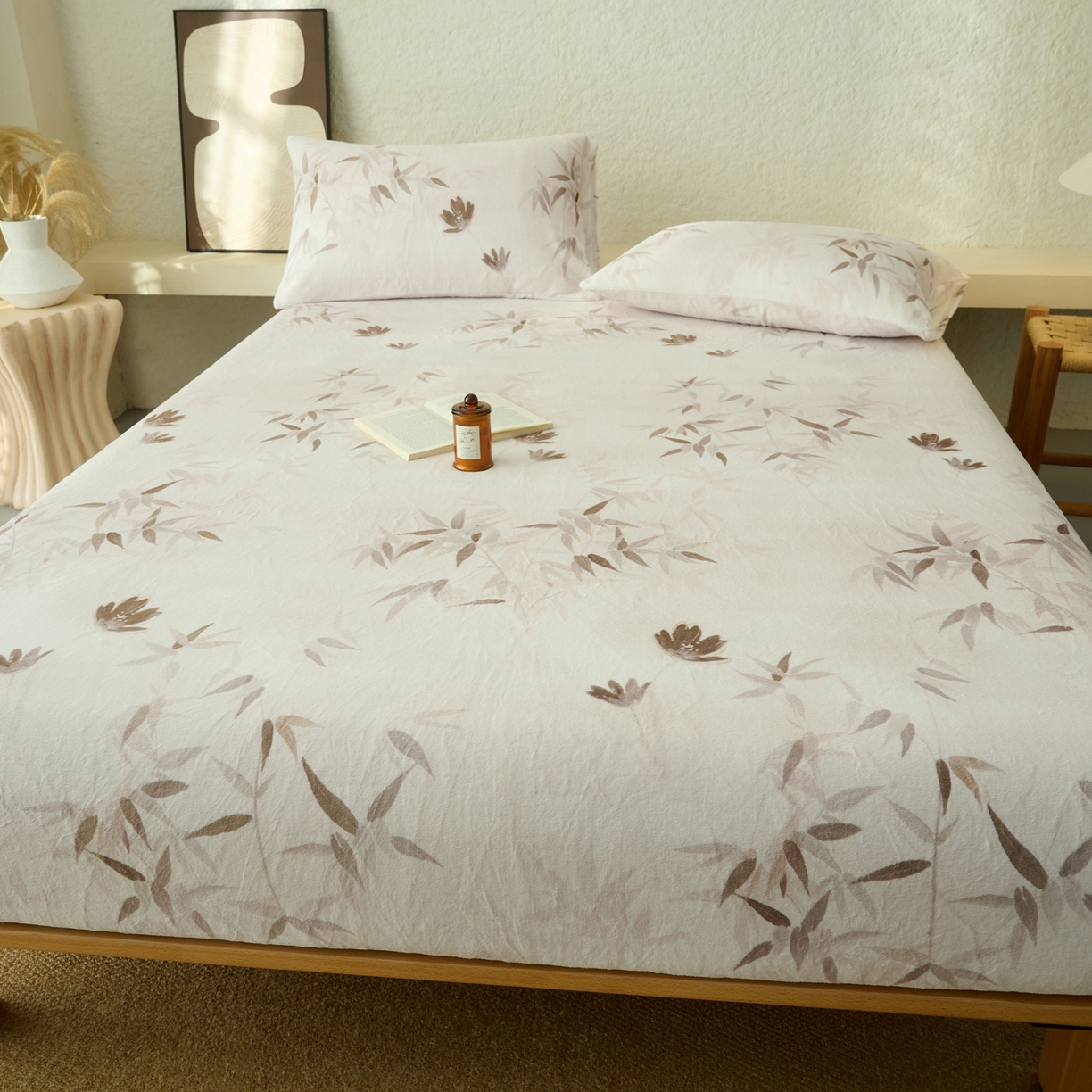 91家纺网 家纺一手货源 找家纺 早晨家纺 2025新款数码印花高克重牛奶单床笠 竹影