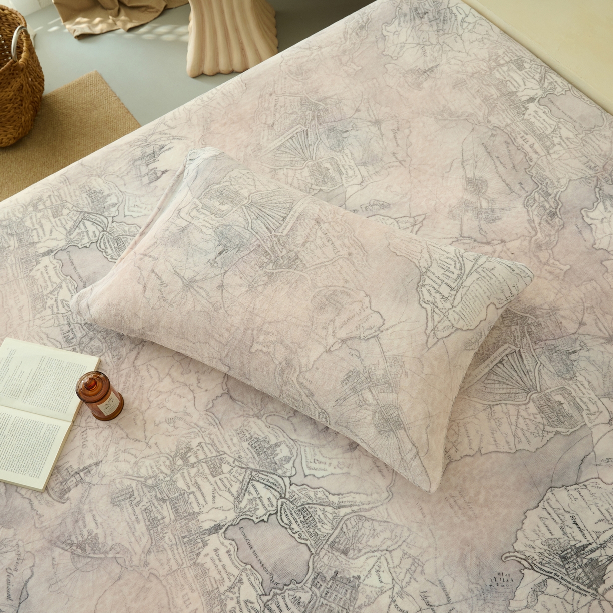 91家纺网 家纺一手货源 找家纺 早晨家纺 2025新款数码印花高克重牛奶单床笠 漫途